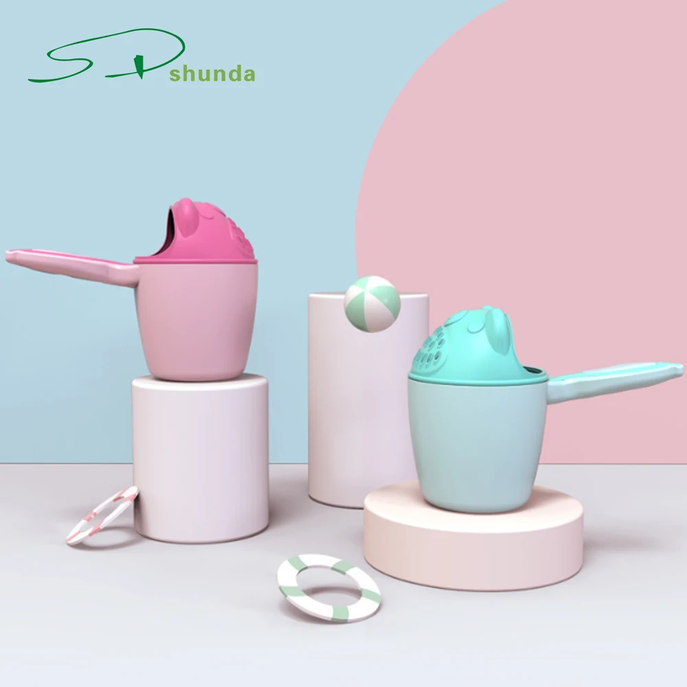

Baby Bath Waterfall Rinser Lovely Smile Animal Bear Kids Washing Hair Shower Spoon Water Cup Baby Shampoo Cup, Pantone color