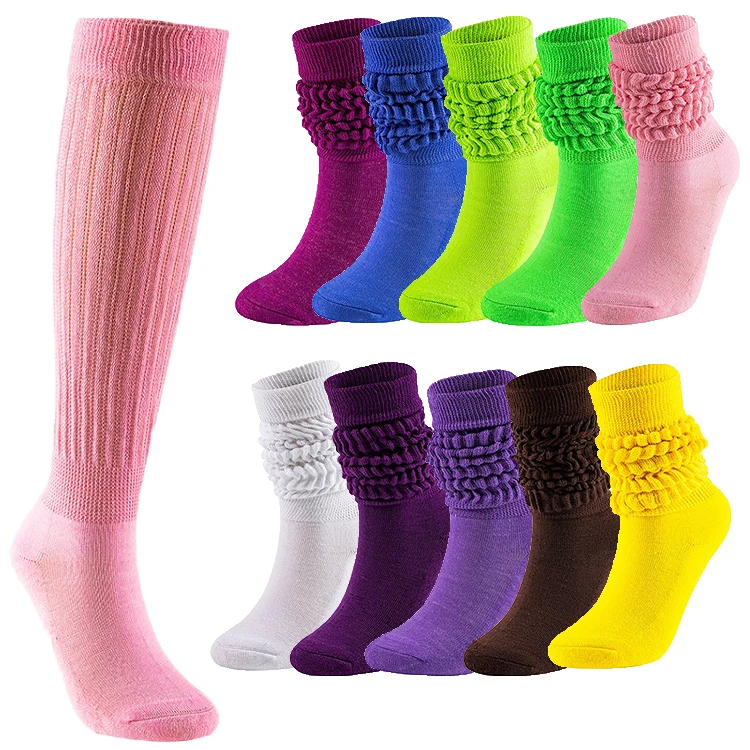 

M972 50 Cm Extra Long Good Quality Women's Knee High Sleep Ruffle Scrunch Boot Cotton Loose Slouch Socks