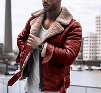 

Wholesale Waterproof Leather Men's Brown Sheepskin Bomber Leather Pilot Jacket