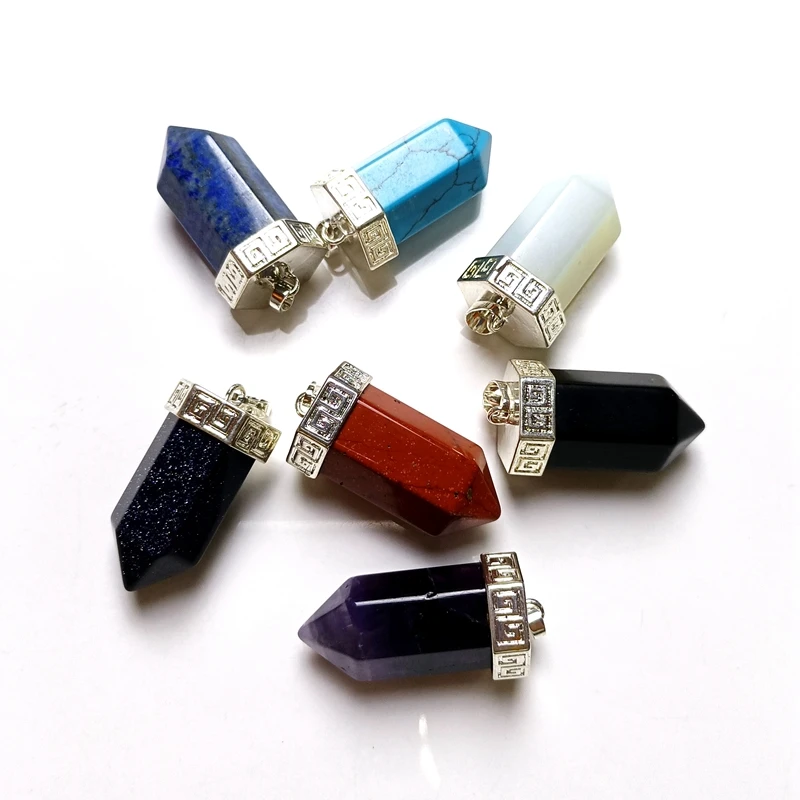 

Natural Multi Bulk Chakra Gemstones Price Pendant Bullet crystals Point healing Stones jewelry jewellery for Necklace, Multi quartz pendant