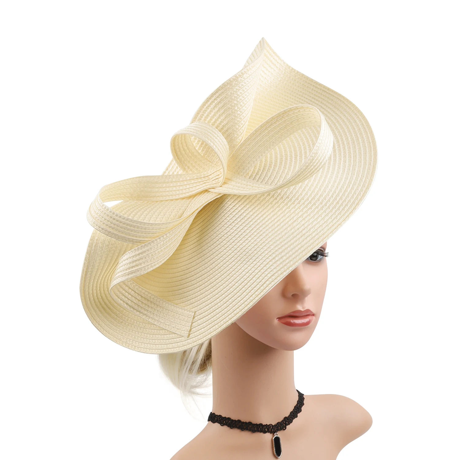 

Hot Sale Premium Fascinator Kentucky Derby Hat New Design Straw Colorblock Wedding Tea Party Headband For Women