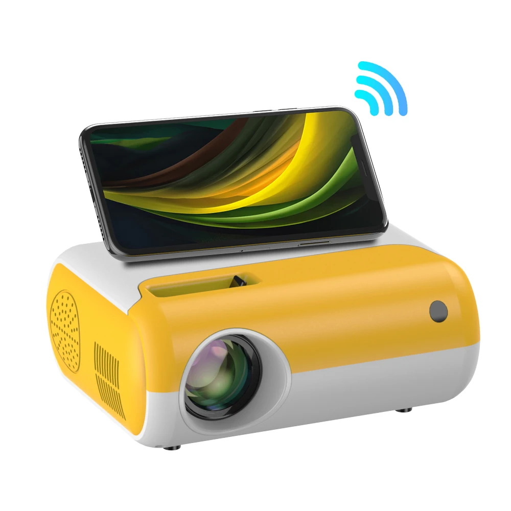 

Salange P80 Mini Projector Mirror version 2800 Lumens Support 1080P Portable Pocket Projector Mobile Phone Home Movie Proyector, Yellow+white