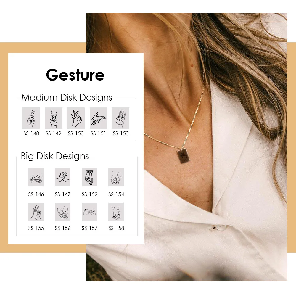 

JUJIE Fashion Gold Tone Long Chain Handshake Gesture Pendant Necklace Gesture Cheap Monogram Coin Pendant Necklace For Friendly, Silver/gold/rose gold