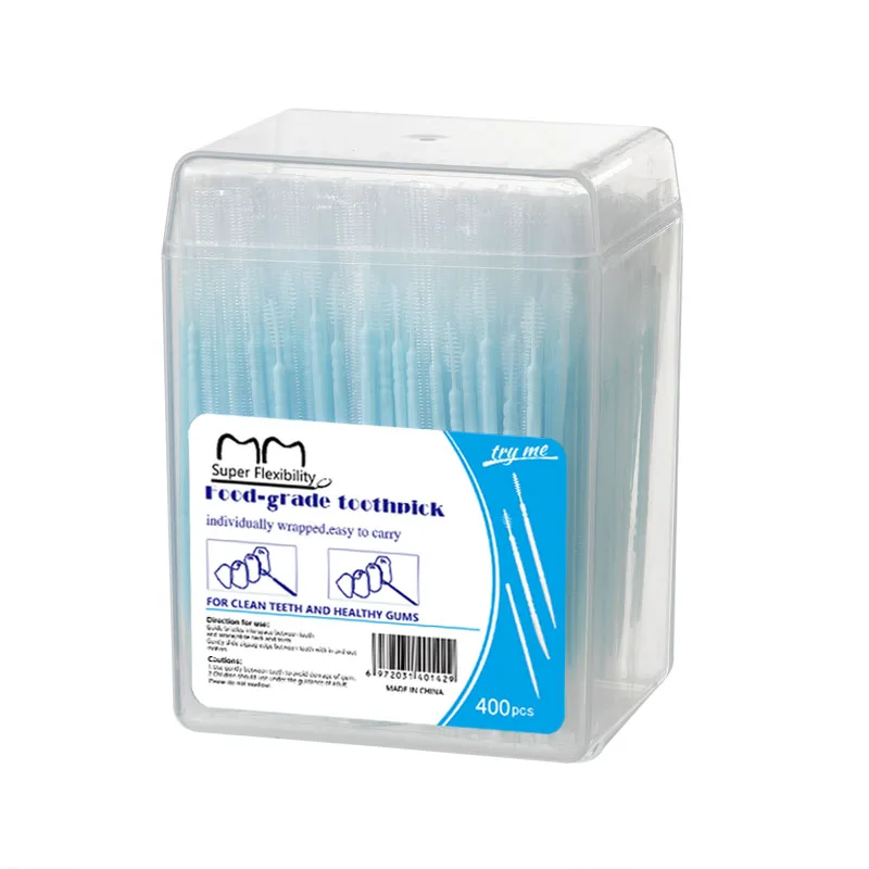 

400 Picks Individual Pack Plastic Interdental Toothpick Brush Production With Logo Mint In Low Price