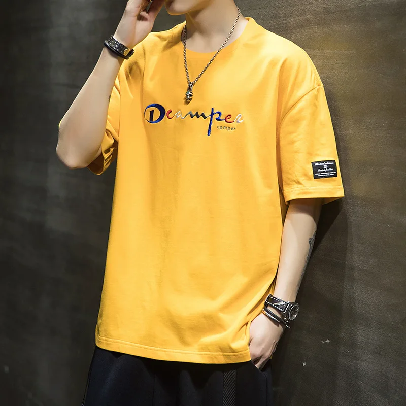 

Men's short sleeve T-shirt ins fashion Korean embroidery cotton T-shirt