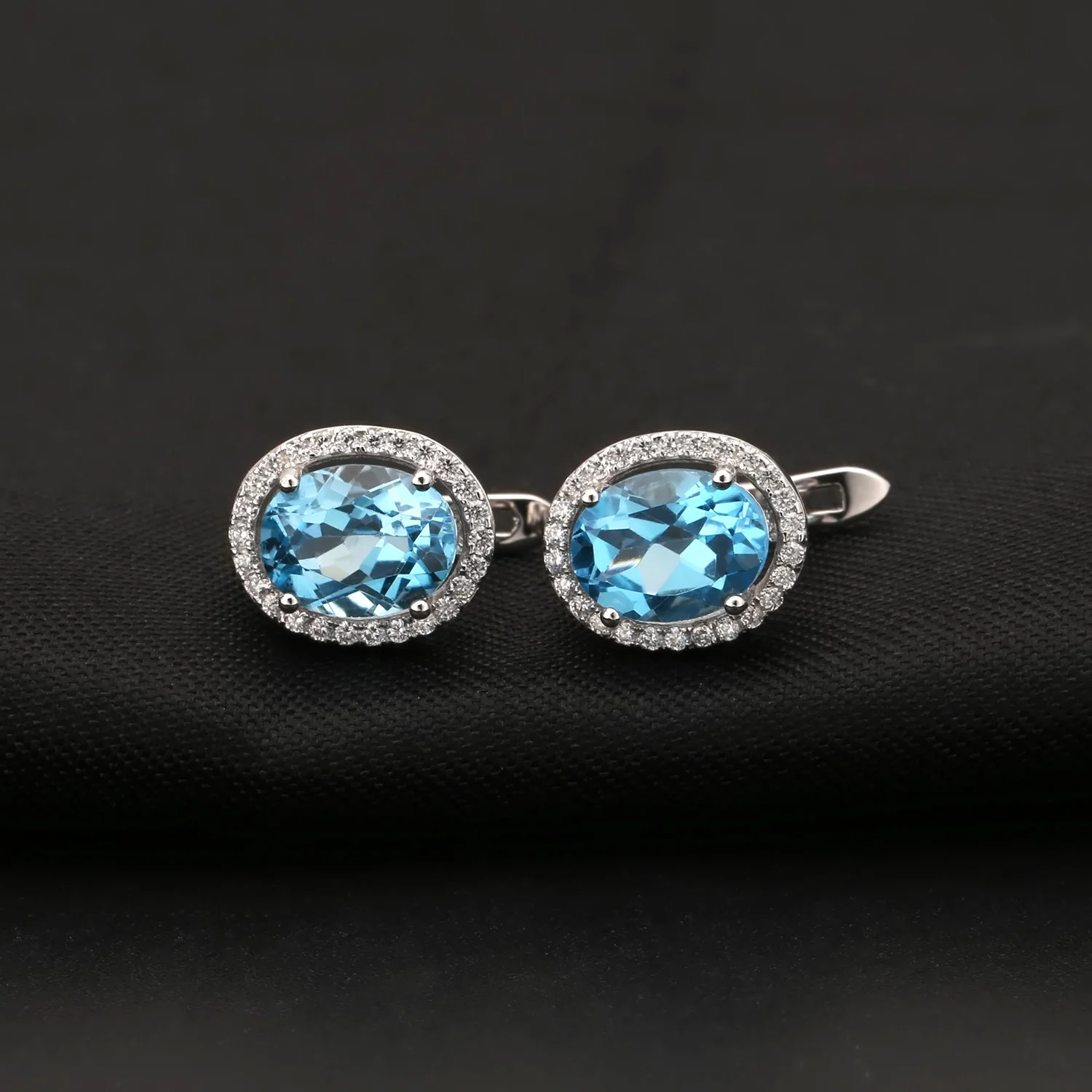 

Abiding Jewelry Hot Selling 925 Sterling Silver Natural Swiss Blue Topaz Costume Women fashion Earring Ladies Jewelry