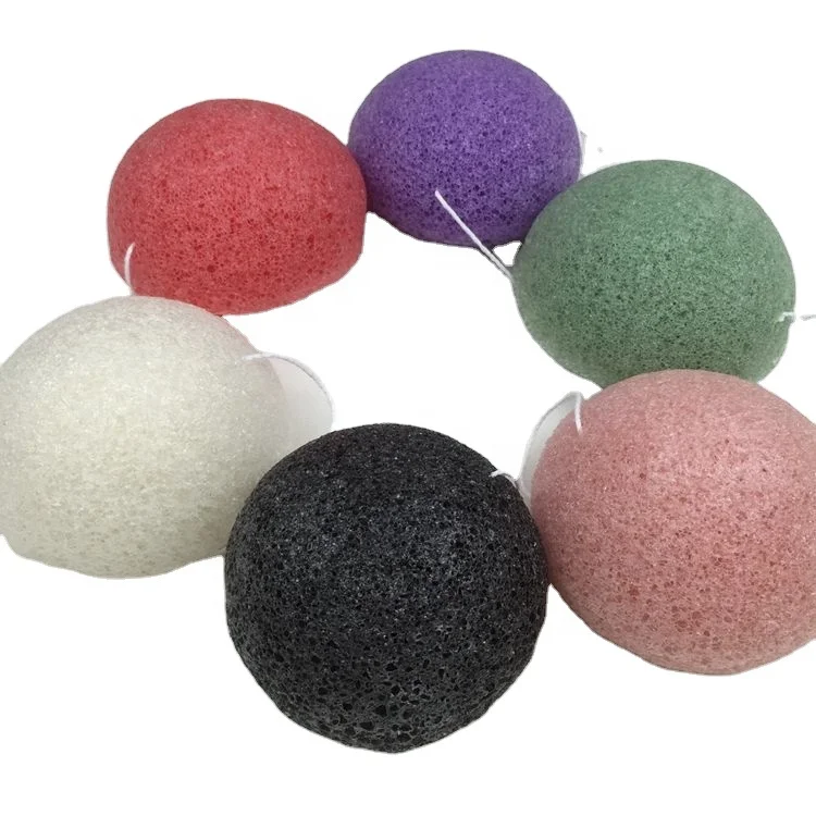 

Wholesale konjac wash face bamboo charcoal cleaning konjac sponge, As pic