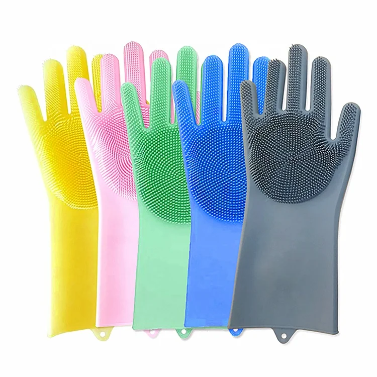 

Bpa Free Heat Resistant Non-sti Dishwashing Scrubber Silicone Magic Glove, Dishwashing Gloves, Stain Remover Gloves, Blue,green,pink,purple