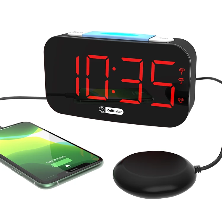 

Ali international station novel and affordable wholesale digital display vibrating shaker alarm Alaram clock with USB char