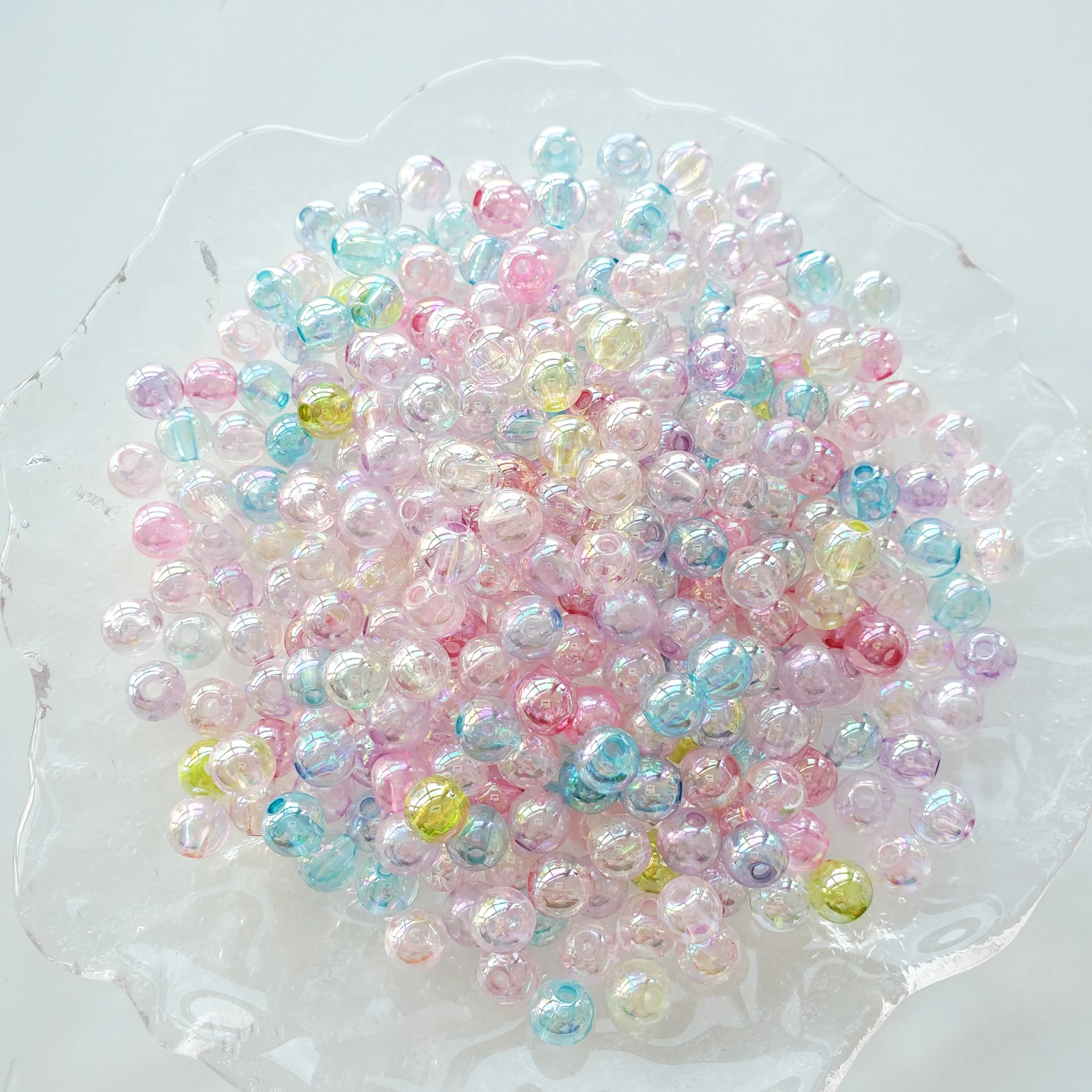 

Handmade diy color beading accessories acrylic transparent AB color round beads color white loose beads jewelry accessories, Various(can select)