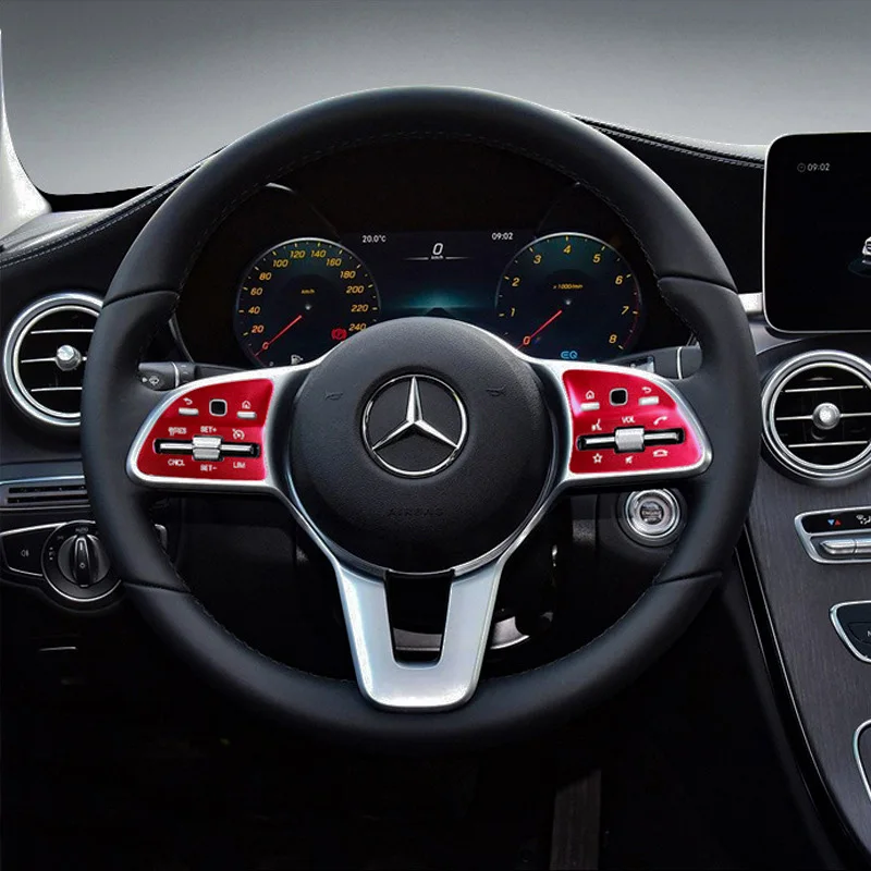 

car button sticker for mercedes benz c class c260 c200 e300 gle350 glc 2020 2021 2022 2023 steering wheel control panel kit