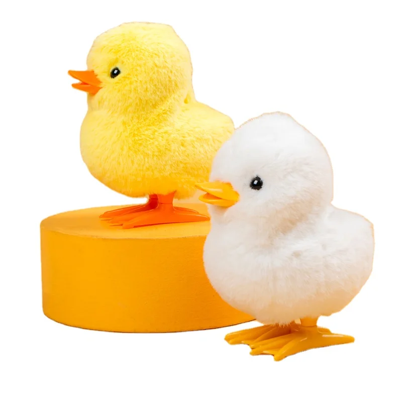 

Hot selling clockwork duck toy jump duck plush jump duck toy plush chain will jumping Kids spring plush toys