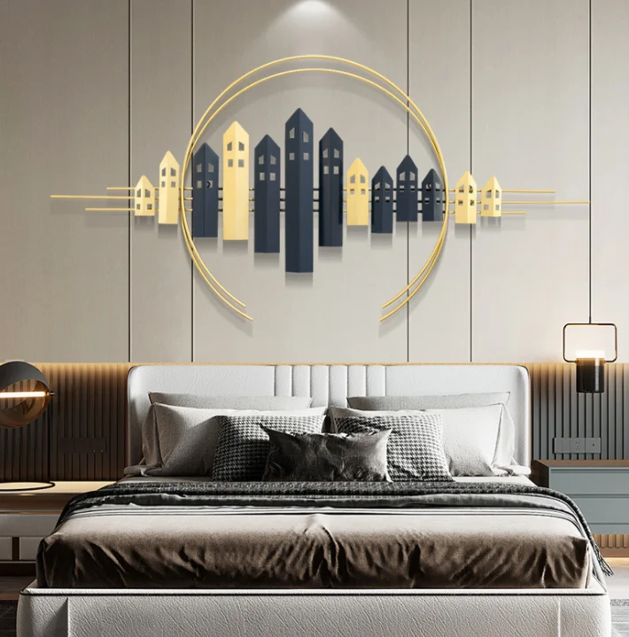

Light luxury wrought iron wall decoration home living room bedroom background wall creative art pendant, Shown in figure
