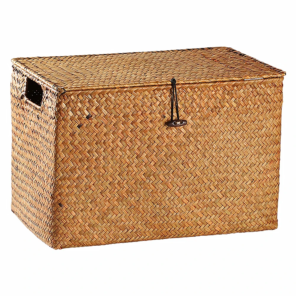 

Large Size Home Used Weed Rattan Woven Furniture Laundry basket Book Toy garden glove box storage basket