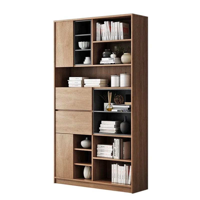 
wooden modern living room home office bookcase 