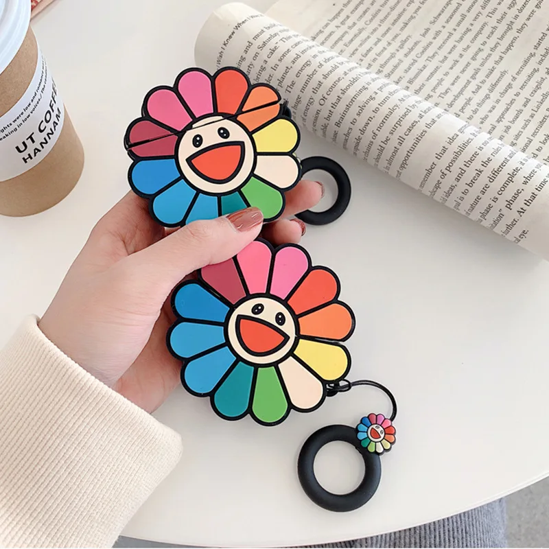 

3D Cute Cartoon Funny Smile Sunflower Earphone Cover For Air pods Regular Case For Apple Airpods Pro 1 2 3