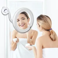 

2019 Magnifying Flexible Suction Cup Antifogging Bathroom led Vanity Wall light Makeup Mirror