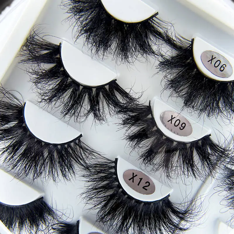 

Handmade wispy private label 25mm mink false eyelashes package box customized wholesale full strip 3d mink lashes, Natural black