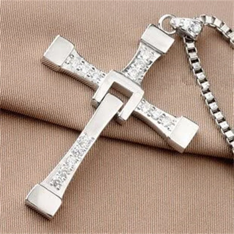 Hot Sales Necklace Jewelry Sliver Necklace Fast and Furious Dominic Toretto's Cross Necklace Pendant Jewely For Men And Women