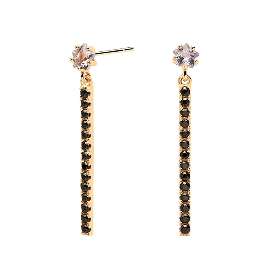 

Trendy design for Women Earrings Jewelry 925 Sterling Silver pave full zircon Gold Plated Stud Drop Earrings