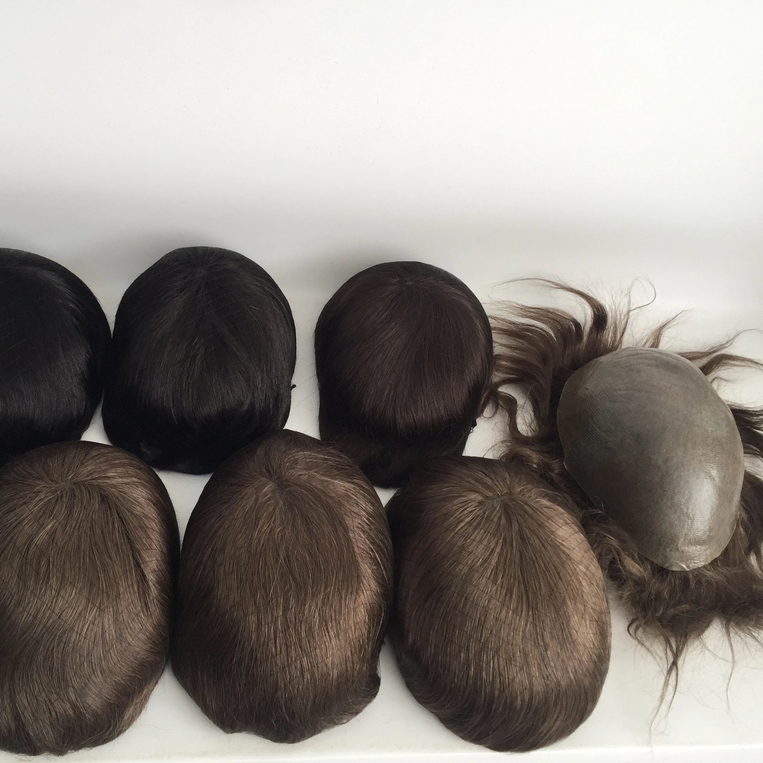 

Stock Quick Delivery V loop Full Thin Pu Skin Human Hair Toupee