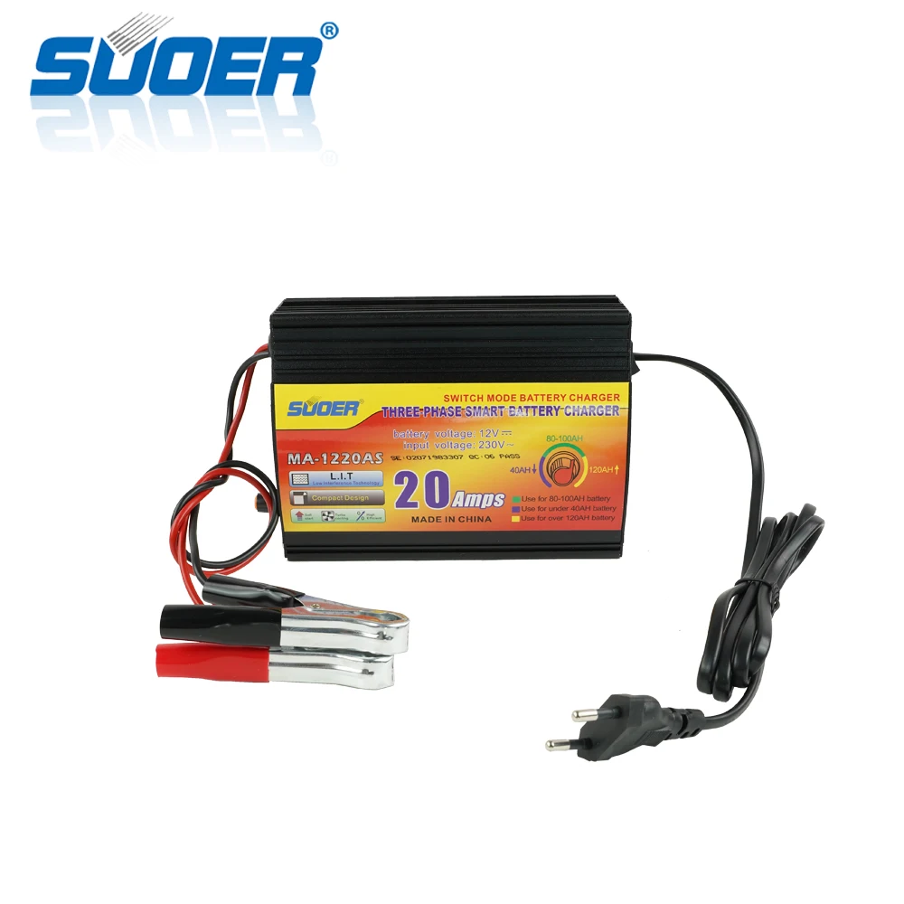 

Suoer LED display automatic battery charger 12v 20A ac to dc external automatic car battery charger
