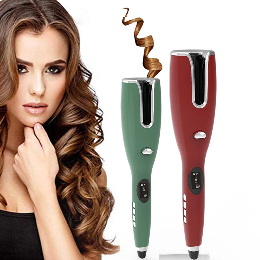 

LCD private label hair curl curler professional usb auto wireless automatic rotating curling iron, Black,white,green,red,blue
