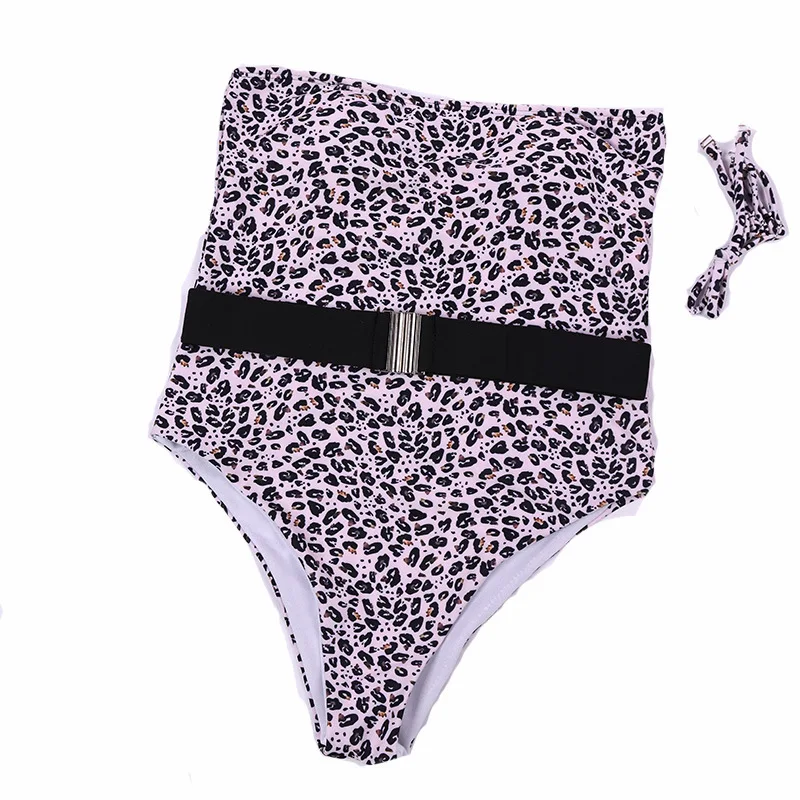 

Factory Wholesale European American Russian Woman Swimwear Swimsuit One-piece Leopard Print Disassembly Shoulder Strap Belt Sexy