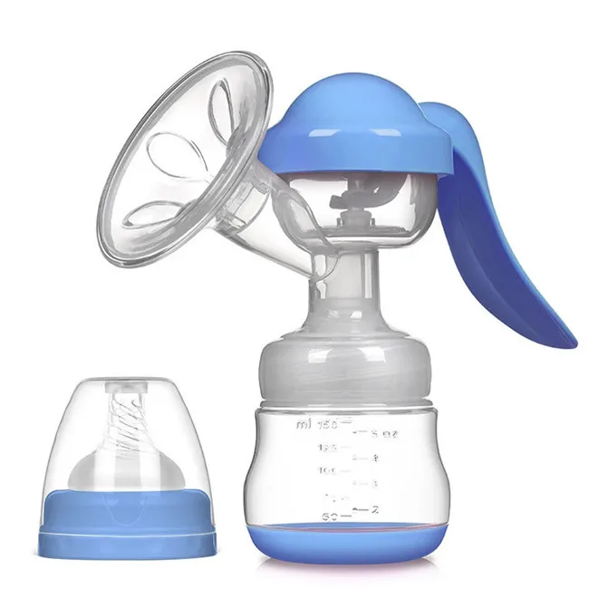 

100% Food Grade Silicone Breastfeeding Pump Manual Breast Pump, Blue purple white yellow
