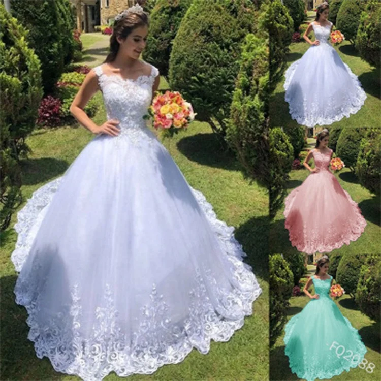 

Custom wholesale Real 100% 2021 White Fashion Vestido De Noiva Bridal Tulle Mariage plus size long Women Wedding Dress