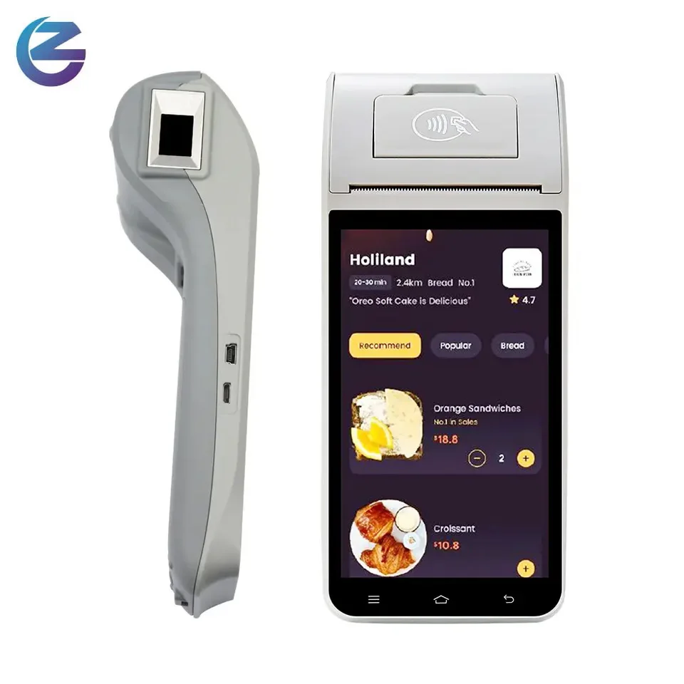 

Z91 POS Android 9.0 11.0Handheld PDA Barcode Scanner with Printer Fingerprint NFC Card Reader