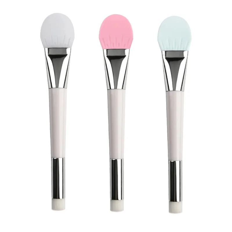 

Single Face Mask Cosmetic Brush, Silicone Soft Bristled Double-Ended Mask Brush, Nose Cleaning Brush, Pink blue white