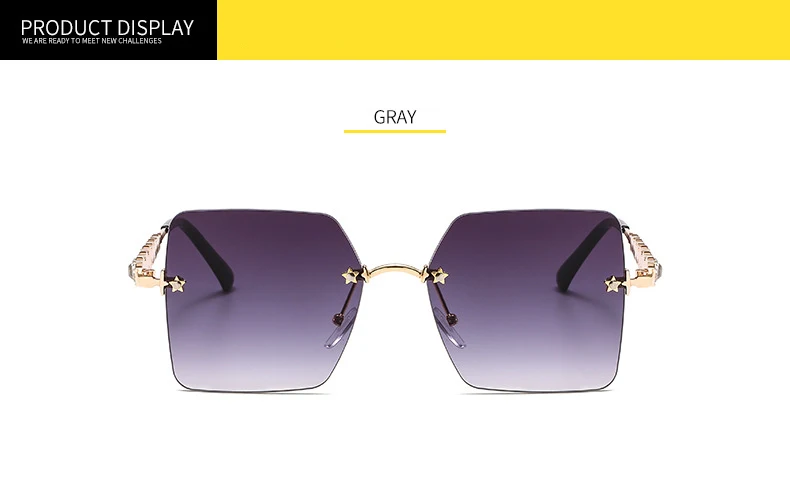 New Arrivals Rimless Female Diamond Glasses Oversized Women Fashion Sunglasses Wholesale