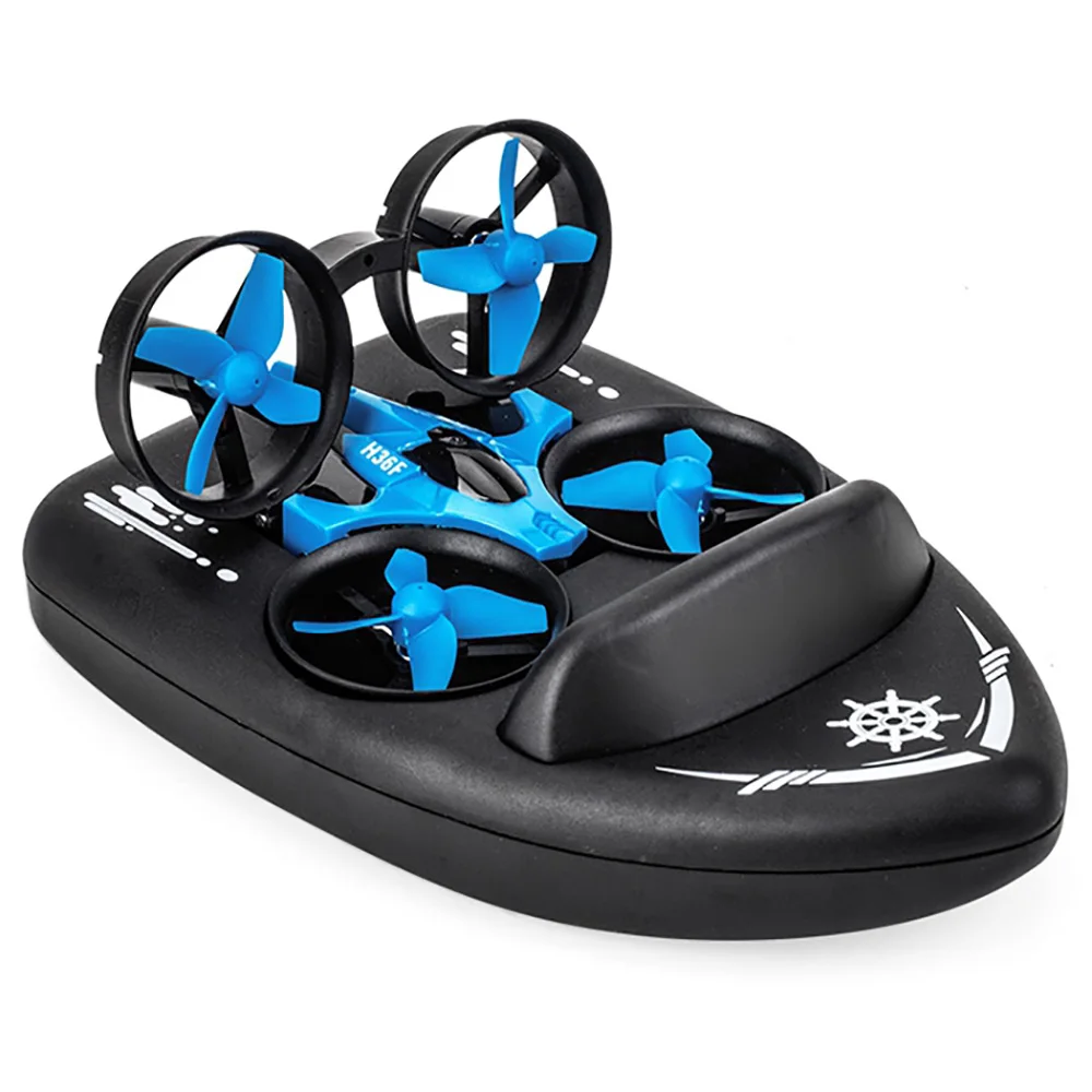 

Upgraded H36 JJRC H36F Mini Drone 2.4G 3 In 1 RC Vehicle Flying Pocket Drone Land Driving Boat Toys RTR, Blue
