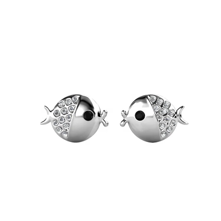 

Destiny Jewellery cute jewelry Ocean Series Valentine's day gift for women Kiss fish earring with crystals, Picture