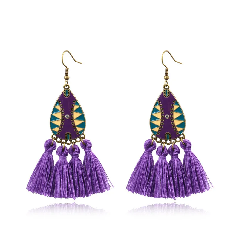 

Tassel Earrings for Women Fringe Earing Fashion Jewelry Holiday Female Autumn Style Ethnic Hanging Dangle Drop Earrings