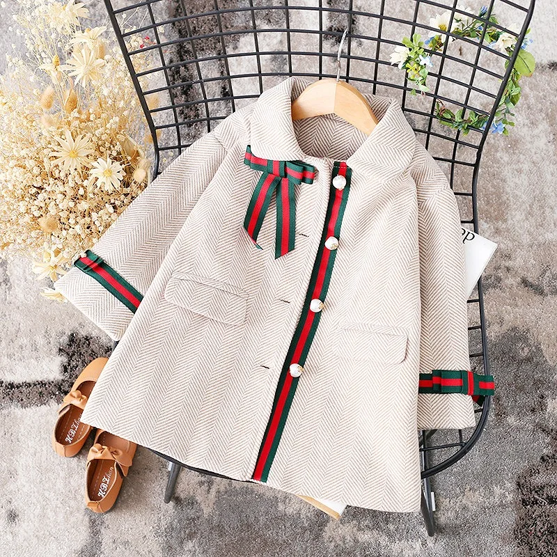 

2021Kids Girls girl fur coat Clothing Tops children's Windbreakers baby girls Autumn winter Outerwear wool coat, Picture shows
