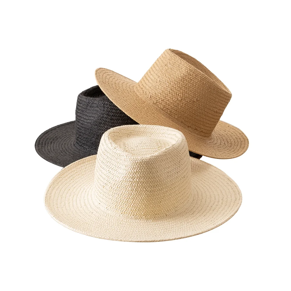 

ShineHats Luxury Warm Color Summer Paper grass Fedora Straw Hat Chapeau Sombreros Wide Brim Women Beach Straw Hats With Ribbon