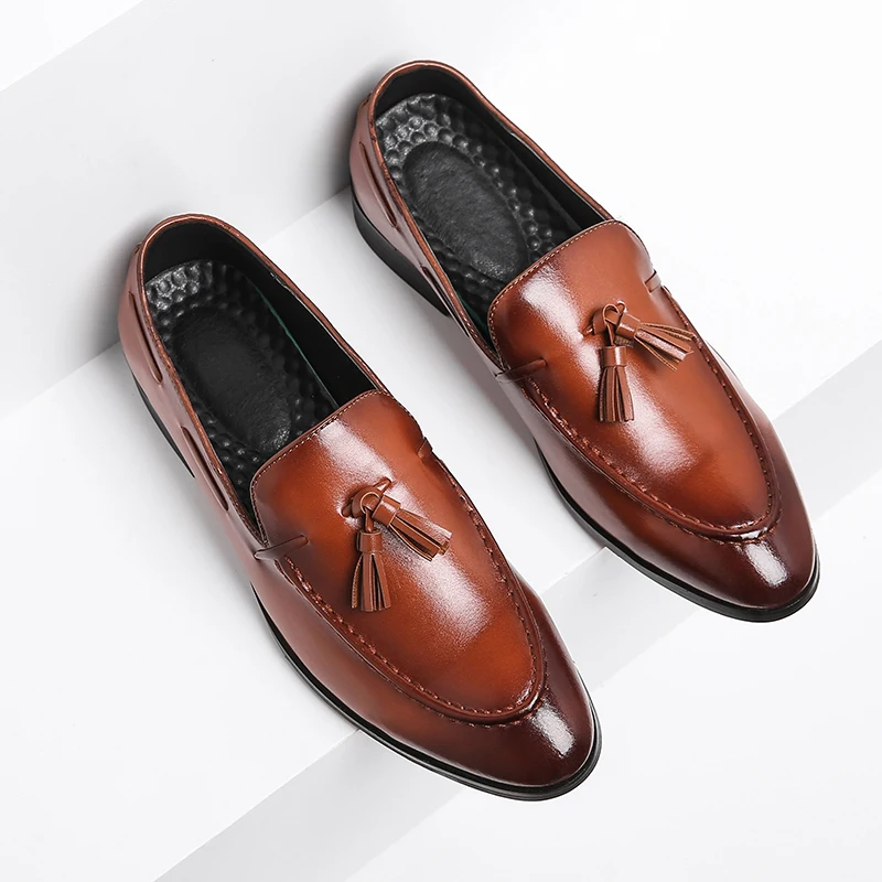 

2021 NEW office leather shoes for men Fashion casual shoes business British casual leather shoes, Black,brown