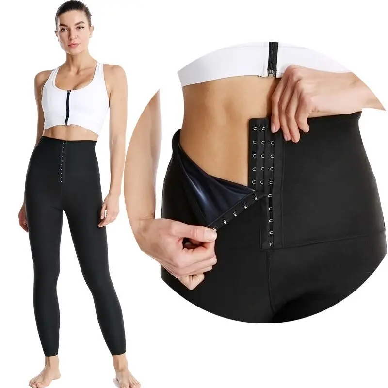 

JSMANA custom sauna sweat women fitness lose weight tummy control yoga pants leggings waist trainer shaper yoga leggings, Black