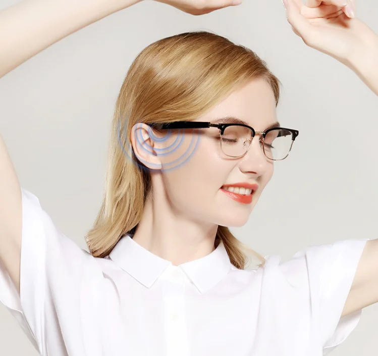 

Smart glasses phone call bone conduction Acetate smart eye glass with bone conduction TWS headphones, Black