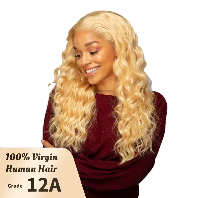 

Wholesales 100% Virgin Hair Vendors Honey Blond 613 Wigs Glueless Full Hd Lace Frontal Wig Deep Curly Blonde Body wave hair wig