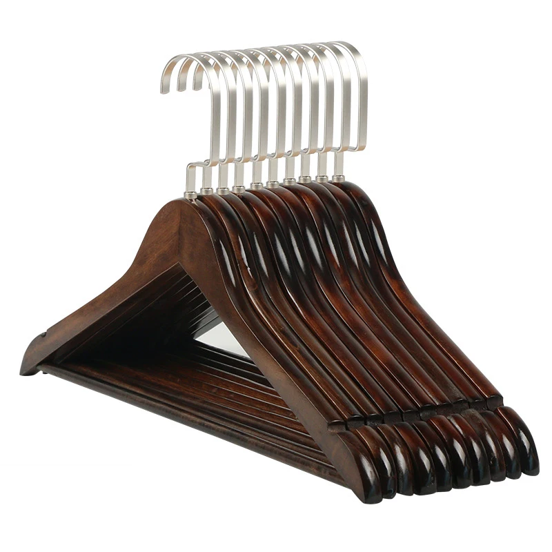

High Quality Wholesale Custom Clothes Hanger Dark Wood Hangers For Clothes And Coats, Customized