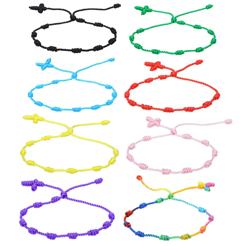 

wholesale multicolor Handmade bulk Cord decade cross knotted Rope rosary bracelet