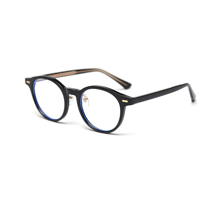 

High Quality retro round TR90 frame with acetate foot Super light Eyeglasses Optics frames Literature and art sunglasses for men