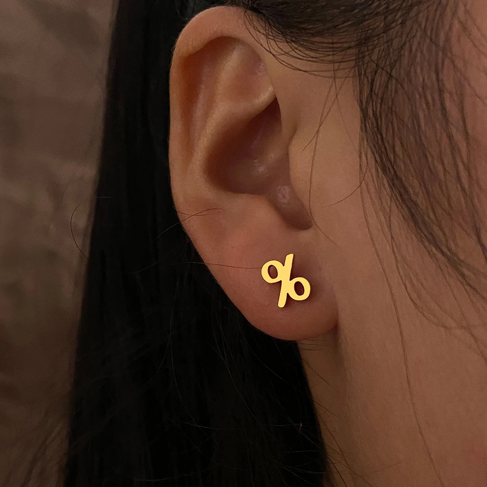 

Stainless Steel Earrings 2022 Trend Percent Sign Fashion Stud Earrings For Women Jewelry Party Friends Wedding Best Gifts NEW