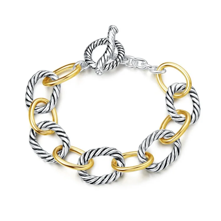 

Link Bracelet Designer Brand Inspired Antique Women Jewelry Cable Wire Vintage Valentine Christmas Gifts, Black color