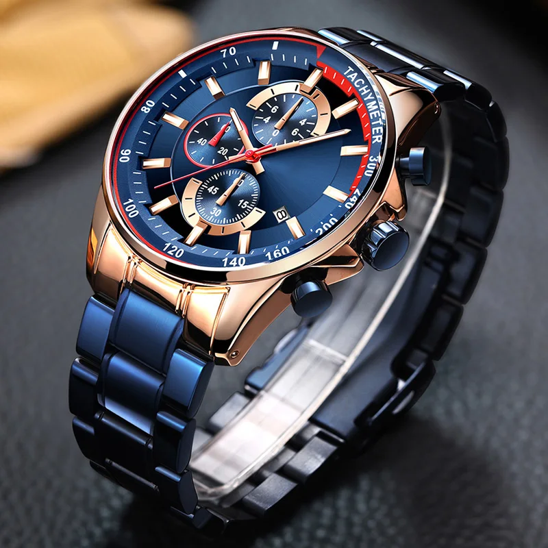 

Quartz Men'S Casual Business Wristwatches Multifunction Sport Stainless Steel Watch For Men