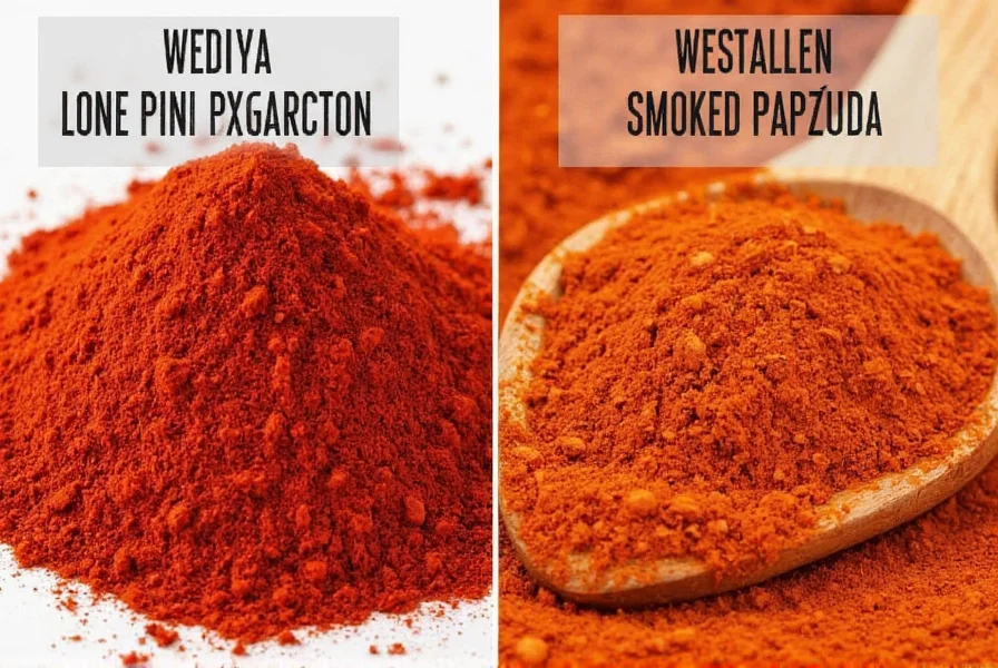 Close-up of vibrant red paprika powder in a wooden spoon against a rustic kitchen background