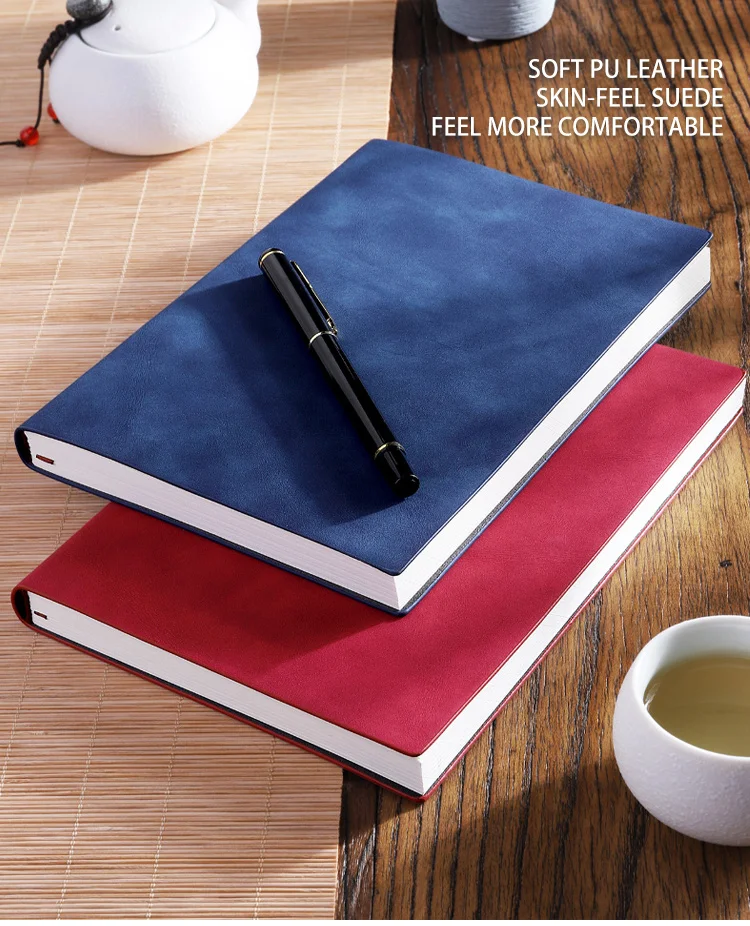Customized 2021 Planner College Pen Friendly A5 Notepad Custom Soft Cover Pu Leather Business Notebook A6 Binder Agenda Journal